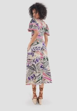 SWING Aus Bedrucktem - Jurk - Light Brown Light Rose -Mode Jurk Winkel 21bf1362666c4174933c8b2d3bf2f965