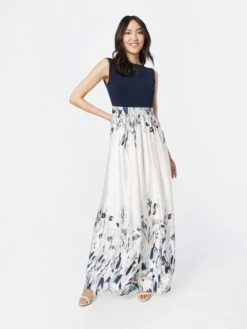 SWING Avondjurken Avondjurk Dames Ecru / Nachtblauw -Mode Jurk Winkel 483ea51ceb875b3282ab8e6ed6bb6e0f