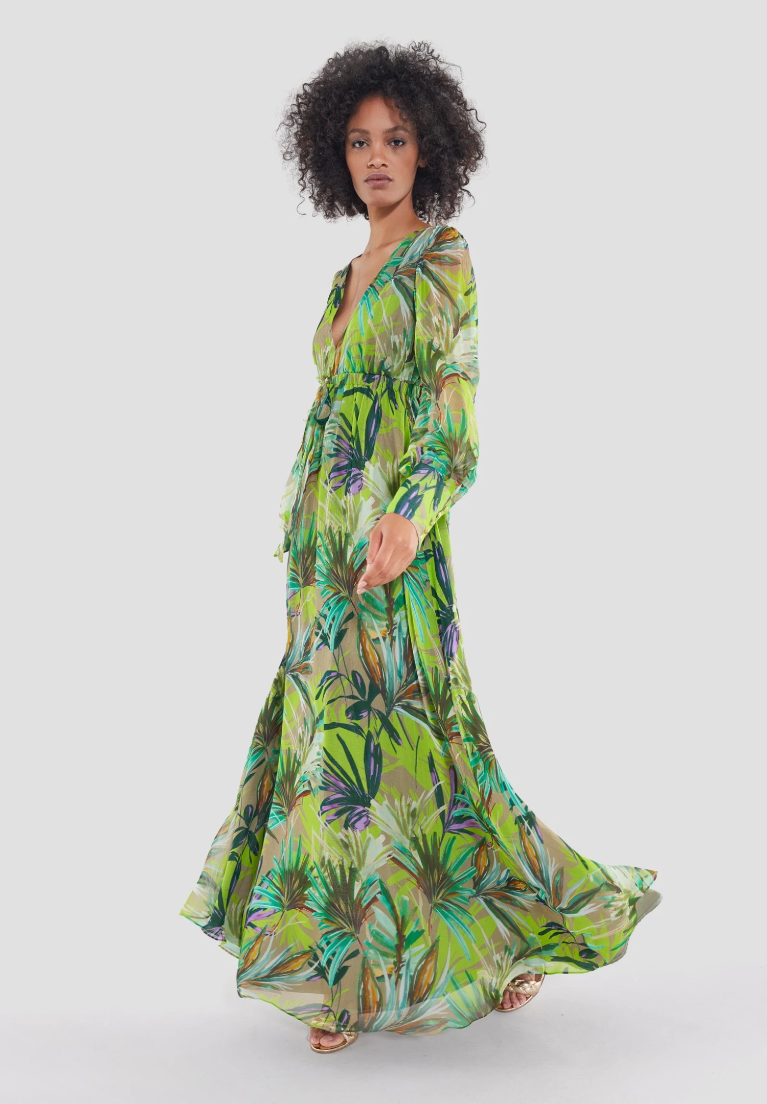 SWING Mit Palmenprint - Maxi-Jurk - Light Green Multi 3 SWING Mit Palmenprint - Maxi-Jurk - Light Green Multi