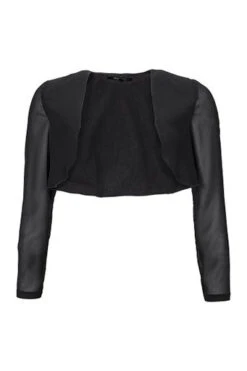 SWING Chiffon Long Sleeve Bolero -Mode Jurk Winkel Chiffon3 4sleevebolero Black 1
