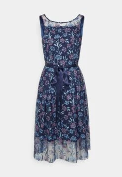 SWING Dress Embroidered - Cocktailjurk - Navy/Mauve -Mode Jurk Winkel a57d742a646048b8a2c5e55d391514b8