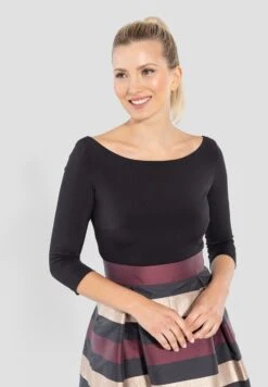 SWING Mit Gestreiftem - Cocktailjurk - Dark Purple Gold 12 SWING Mit Gestreiftem - Cocktailjurk - Dark Purple Gold -Mode Jurk Winkel b761b7877ab042eba7e5a3b14aeab937