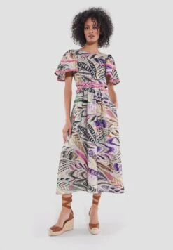 SWING Aus Bedrucktem - Jurk - Light Brown Light Rose