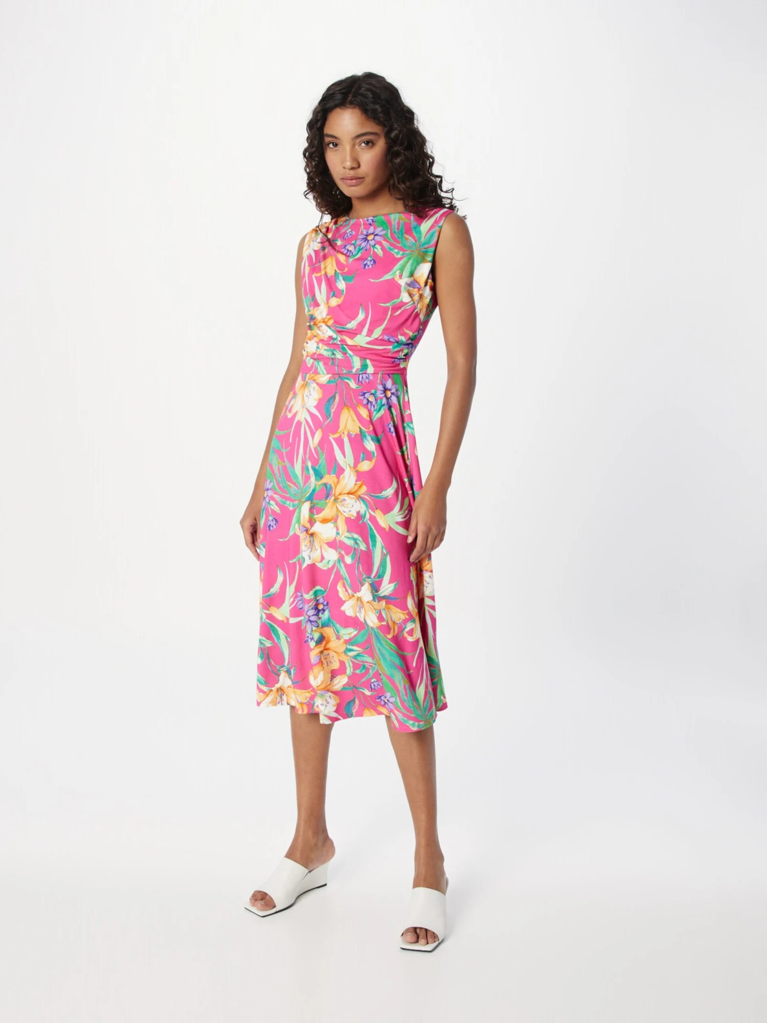 SWING Midi Jurken Jurk Dames Pink 5 SWING Midi Jurken Jurk Dames Pink - Afbeelding 3