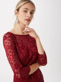 SWING Cocktailjurken Cocktailjurk Dames Wijnrood -Mode Jurk Winkel eb40afc5a32b8018e02e84764183ecee