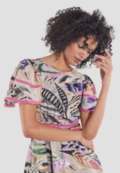 SWING Aus Bedrucktem - Jurk - Light Brown Light Rose -Mode Jurk Winkel f55171b468fd440484574ac45ac7d54a